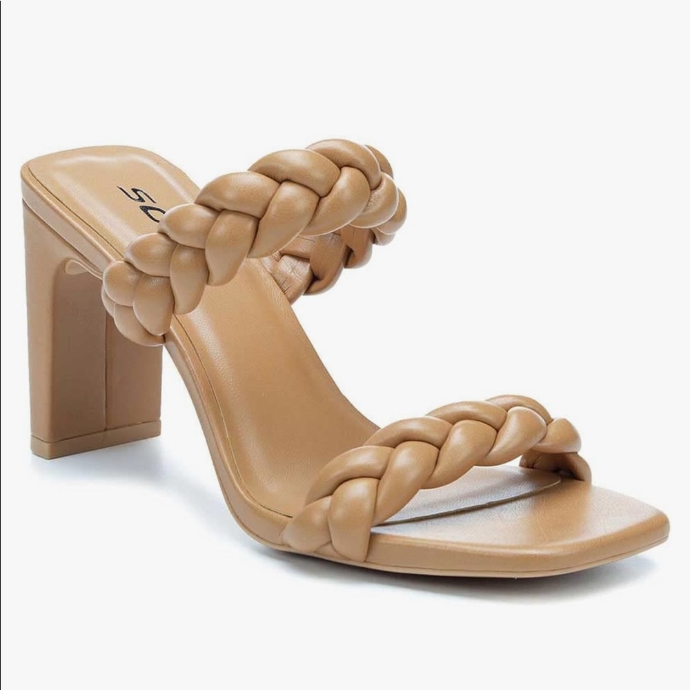 SODA Found Camel Brown Braided Strap Heel Sandals NWOT Size 7